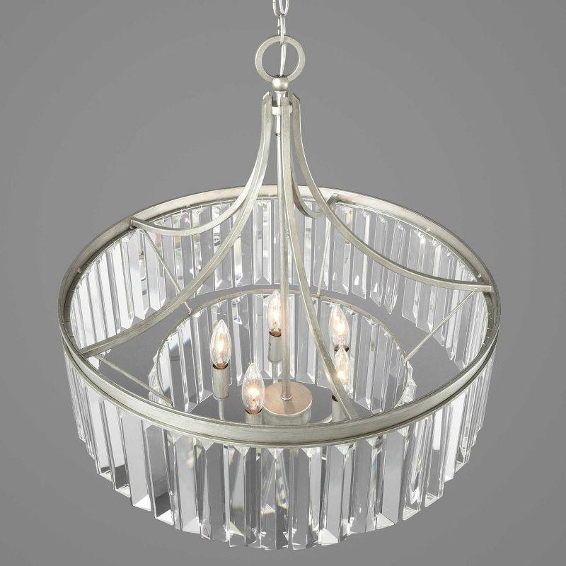 Progress Lighting Glimmer 5-Light Pendant, Silver Ridge, Prismatic Glass Shade