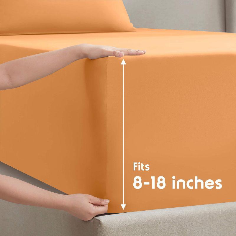 Nestl 4 Piece Queen Bed Sheet Set, Deep Pocket Extra Soft Microfiber Queen Sheets - Apricot Light Orange