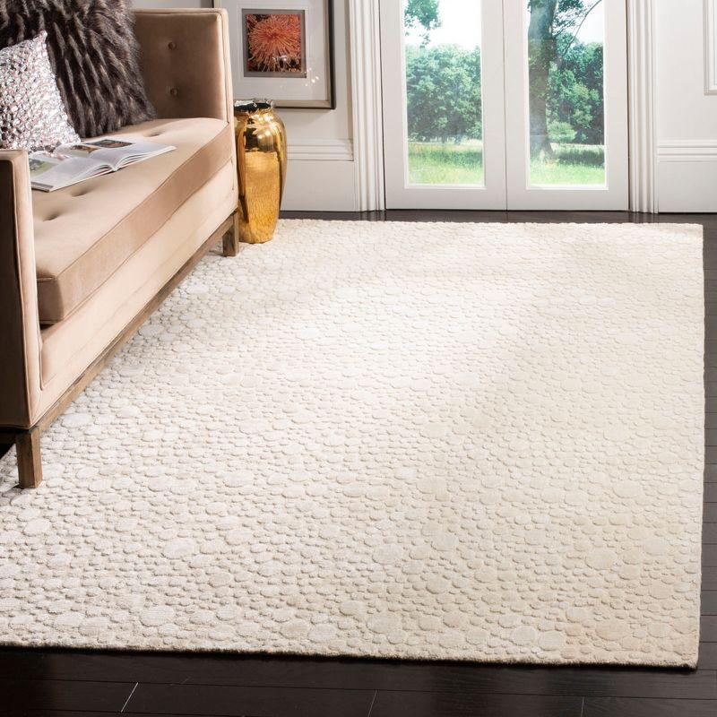 Ivory Hand-Knotted Wool and Viscose Area Rug, 8' x 10'