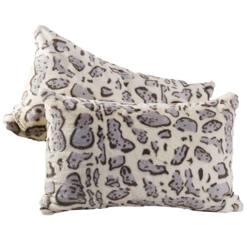 Cheer Collection Animal Print Faux Fur Throw Pillow (Set of 2)