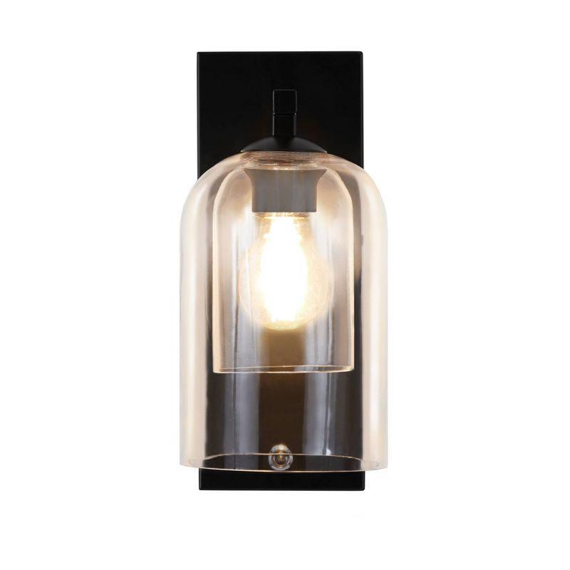 Matte Black Industrial-Style Dimmable Wall Sconce with Glass Dome