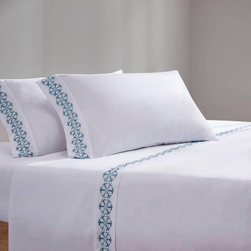 Embroidered Microfiber 4 PC Sheet Set