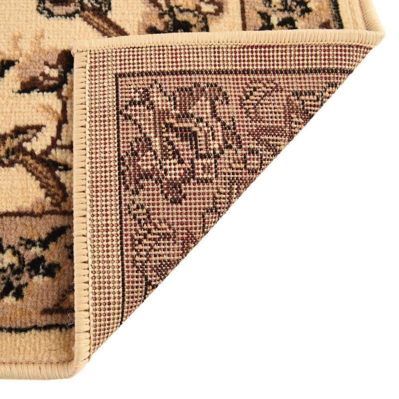 Ivory and Tan Rectangular Stain-Resistant Synthetic Rug