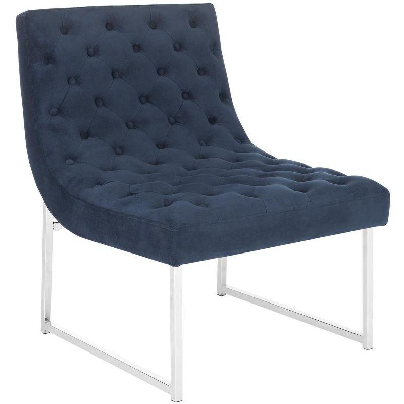 Hadley Velvet Tufted Accent Chair - Navy - Safavieh