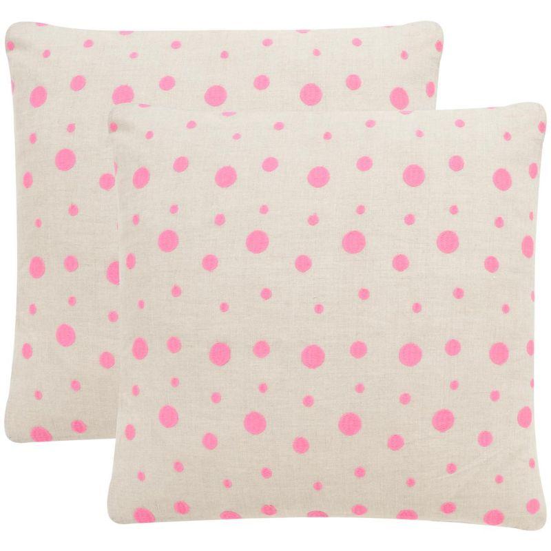 Polka Dots Feather Linen Throw Pillow