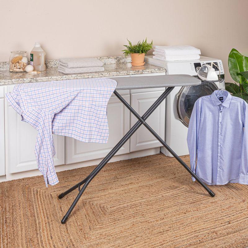 Ultra 63" Black and Gray 4-Leg Ironing Board with Cotton Cover