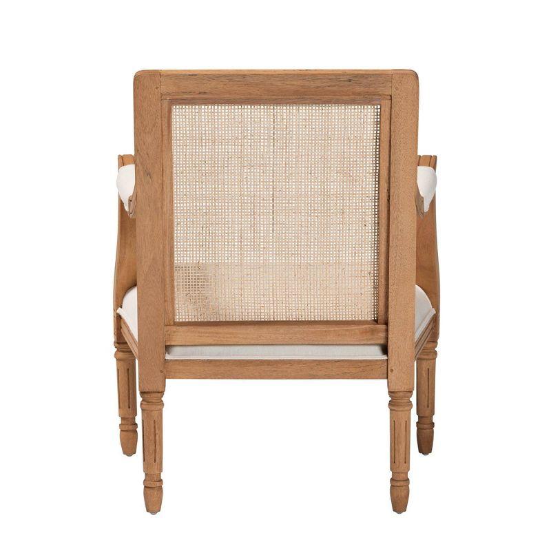 bali & pari Garridan Fabric and Wood Accent Chair Beige/Honey Oak: Polyester Upholstery, Spot Clean, Rattan Frame