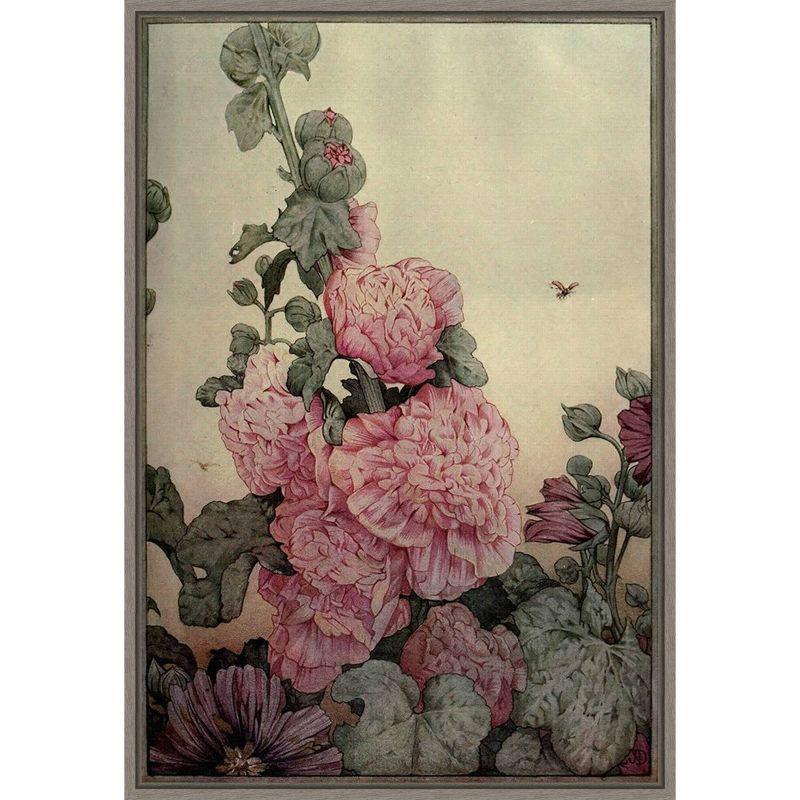 16" x 23" Pink Peony Framed Canvas Wall Art