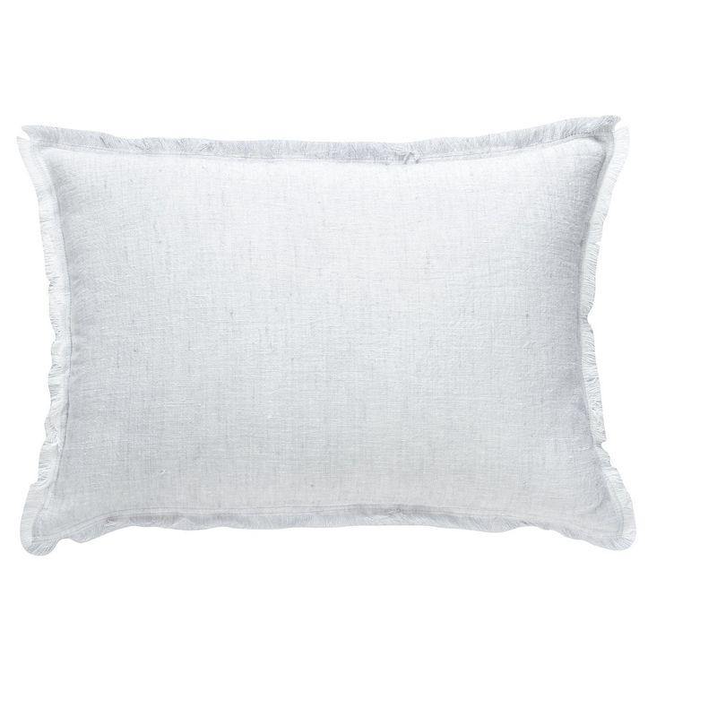 Light Grey Fringe Soft Linen Pillow