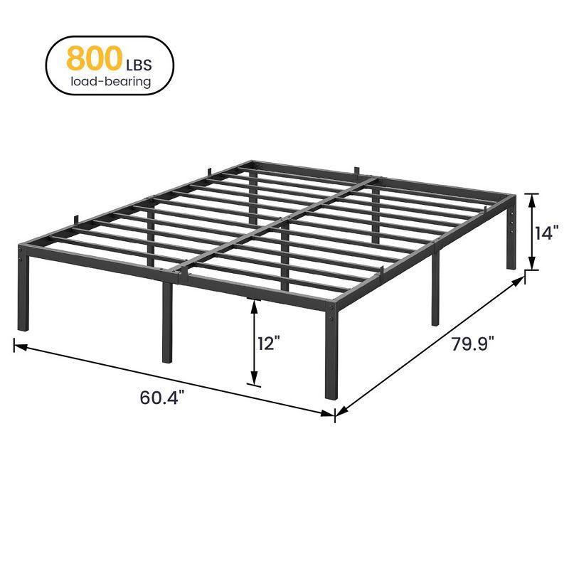 Whizmax 14 Inch Bed Frame with Storage,Metal Platform Bed Frame No Box Spring Needed Steel Slat Support, Black