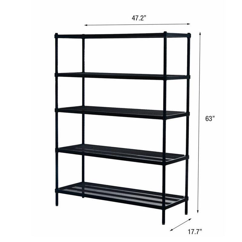 Sleek Black MeshWorks Heavy-Duty 5-Tier Metal Shelving Unit