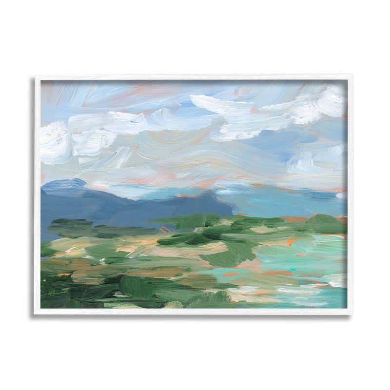 Modern Abstract Landscape Canvas Print with White Frame