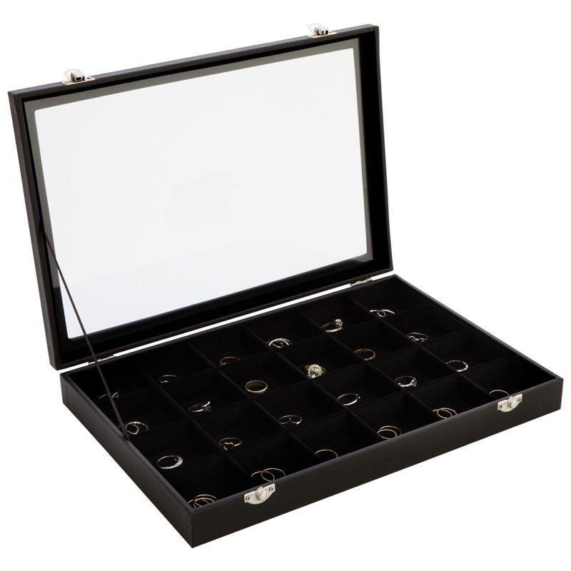 Juvale Black Jewelry Display Tray with Velvet Lining for Gemstones, Rocks, 24 Slots, 14 x 9.5 x 2 In