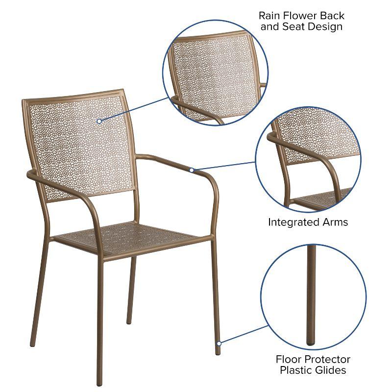 Gold Rain Flower Metal Patio Arm Chair