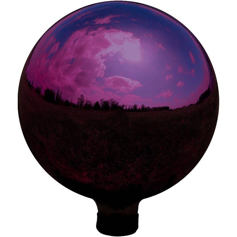 Merlot Mirrored 10" Stainless Steel Gazing Globe with Stem