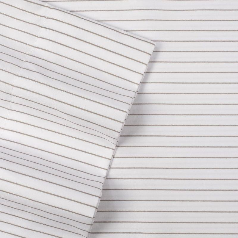 Queen White Pinstripe Microfiber 6-Piece Sheet Set