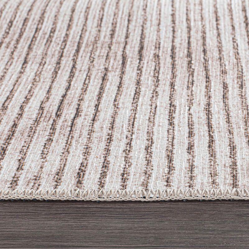 World Rug Gallery Contemporary Distressed Stripe Machine Washable 8'4"x11'6" Beige Area Rug