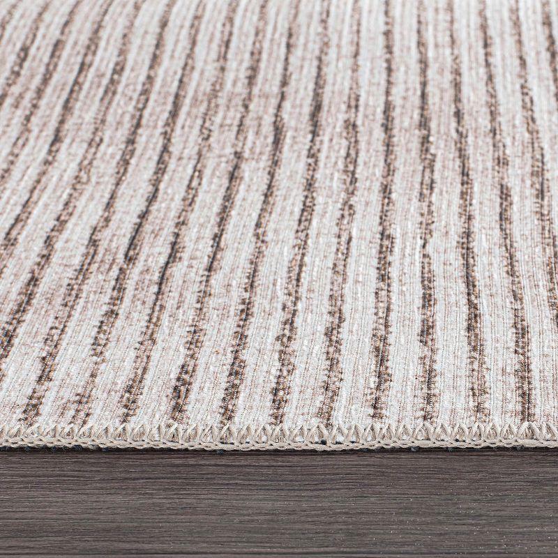 World Rug Gallery Contemporary Distressed Stripe Machine Washable Area Rug