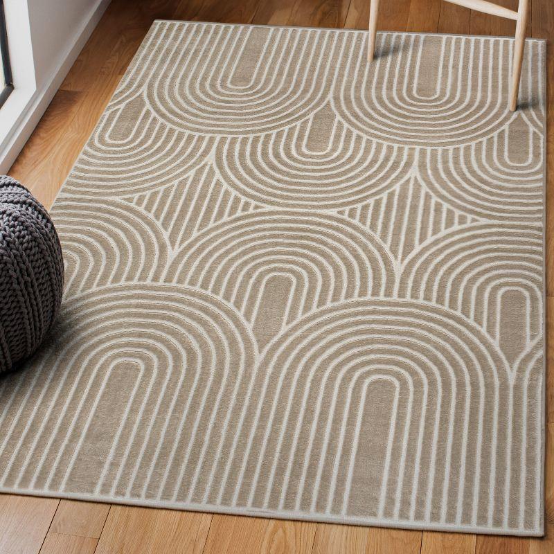 JONATHAN Y Ariana MidCentury Art Deco Striped Arches Two-Tone High-Low Area Rug