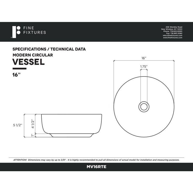 Fine Fixtures Round Thin Edge Vessel Bathroom Sink Vitreous China Without Overflow