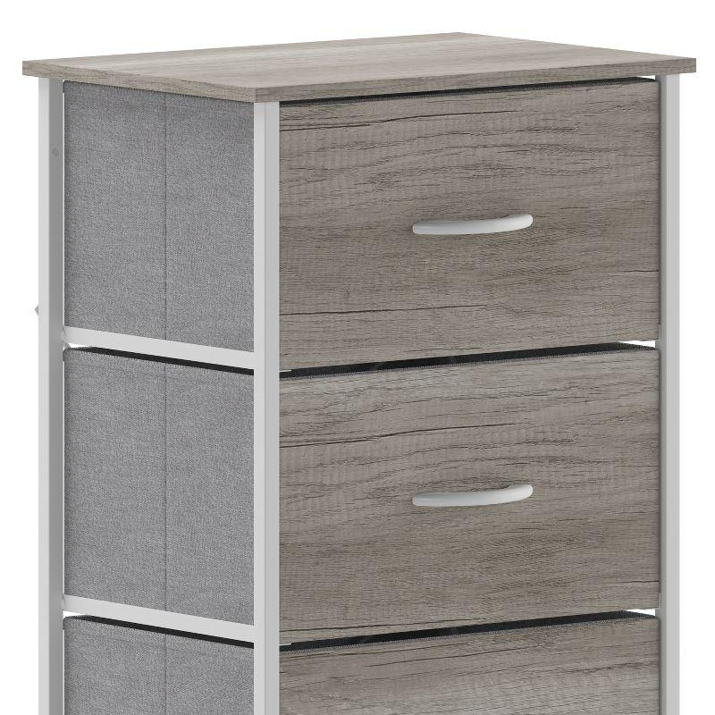 Flash Furniture 4 Drawer Wood Top Cast Iron Frame Vertical Storage Dresser with Easy Pull Fabric Drawers