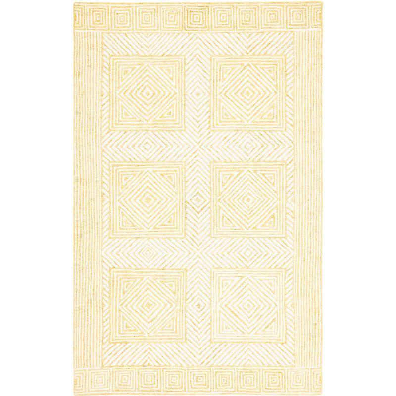 Ivory and Yellow Hand-Tufted Wool Area Rug 3' x 5'