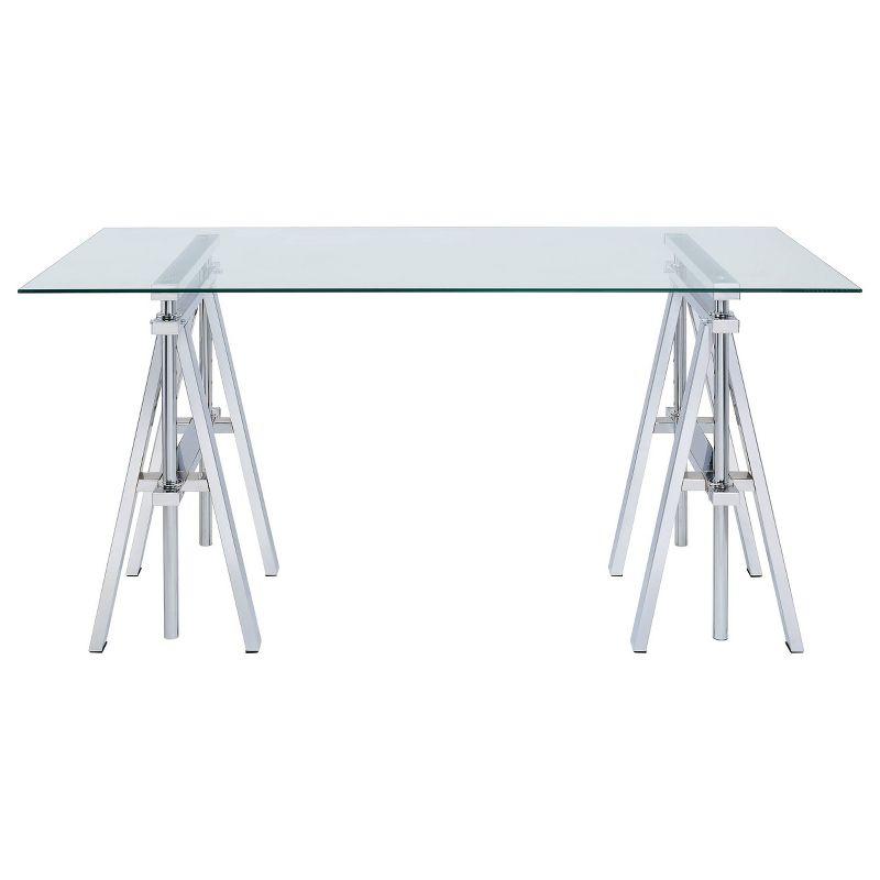 Contemporary Chrome-Finished Adjustable Glass Desk - 60"