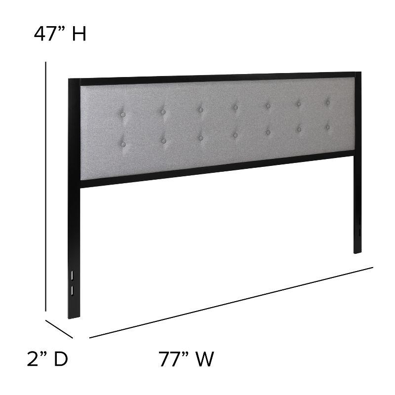 Flash Furniture Bristol Metal Tufted Upholstered King Size Headboard in Light Gray Fabric