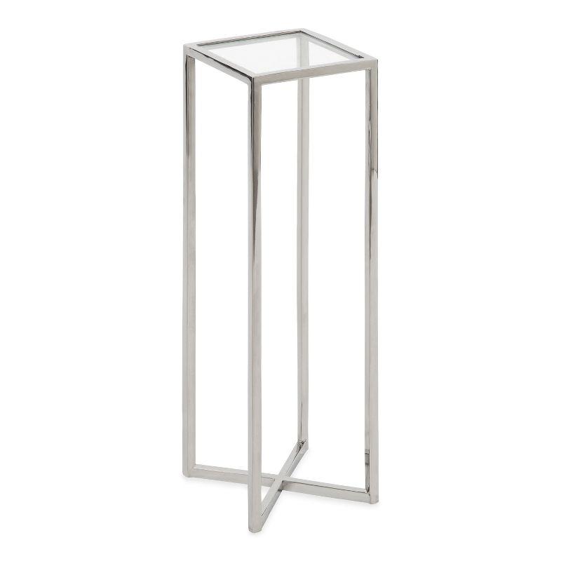 Kate and Laurel Jaspur Square Metal Drink Table, 7x7x21, Silver