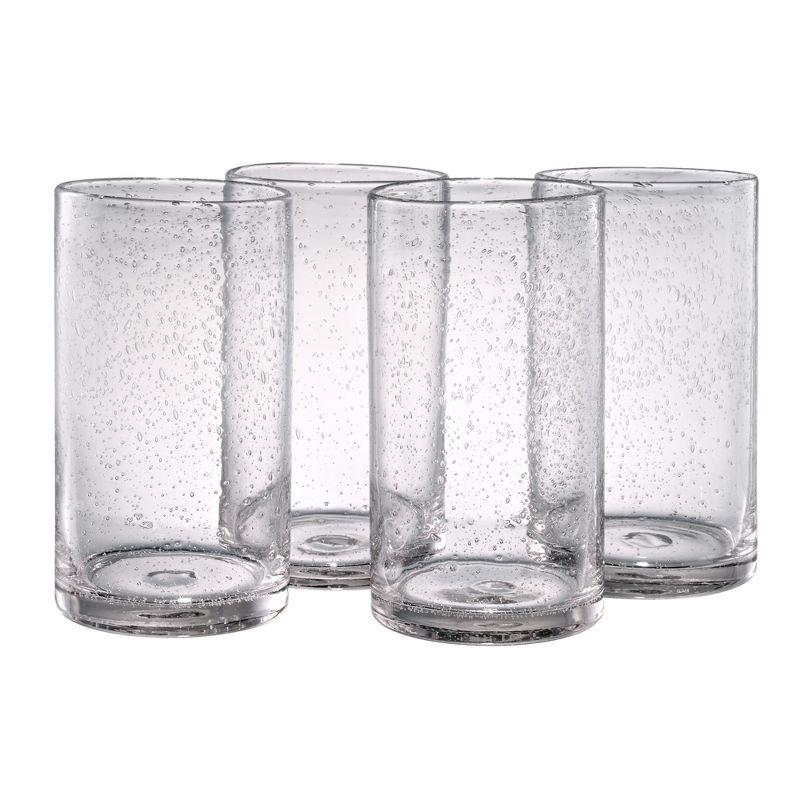 Clear 17 oz Bubble Glass Highball Tumblers, Set of 4