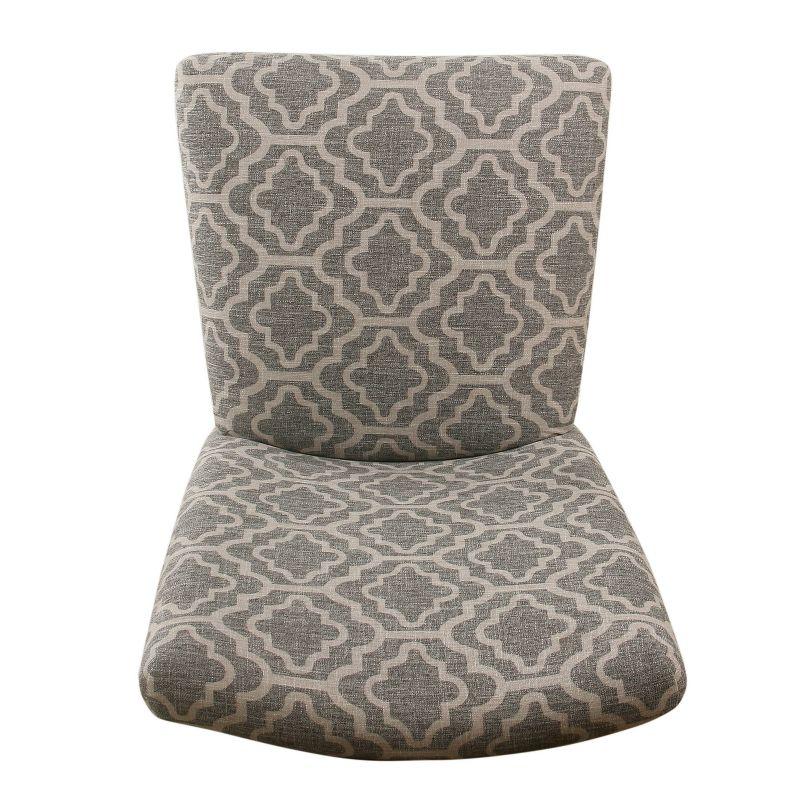 Gray and Cream Upholstered Parsons Side Chair Set with Wood Legs