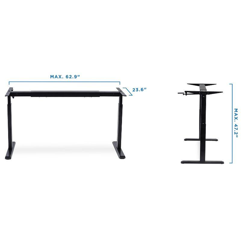 ErgoFlex 44'' Black Steel Manual Height Adjustable Desk Frame