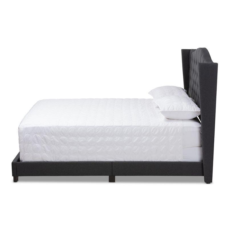 Charcoal Gray Queen Upholstered Bed with Tufted Headboard