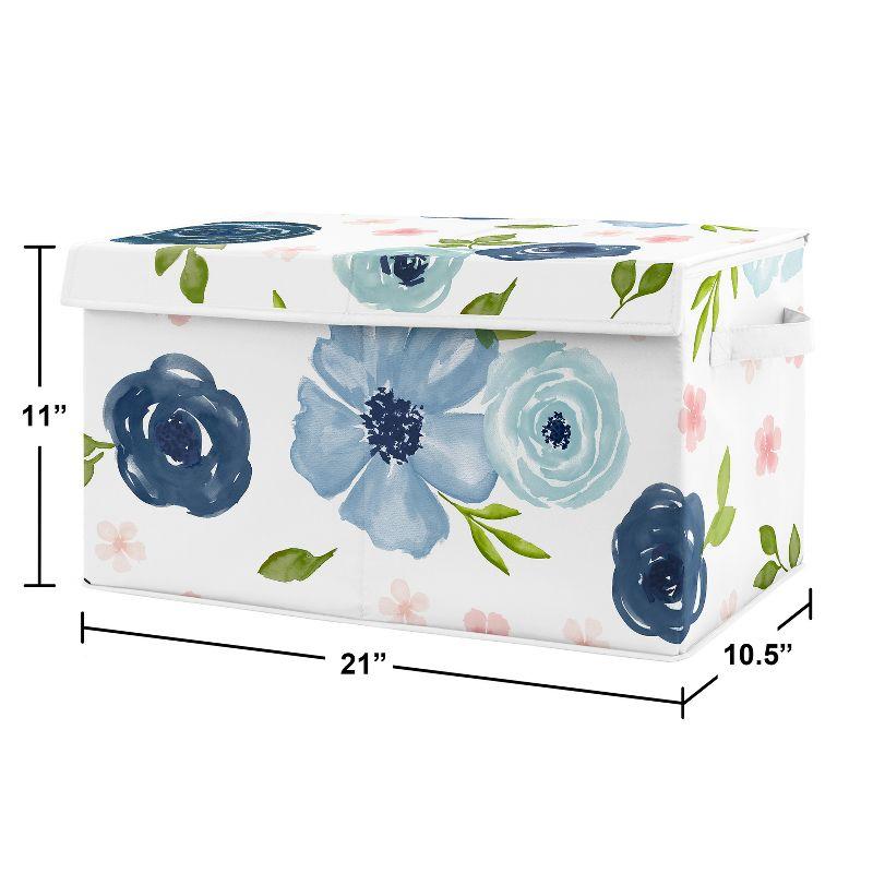 Sweet Jojo Designs Girl Fabric Storage Toy Bin Watercolor Floral Blue Pink and Grey