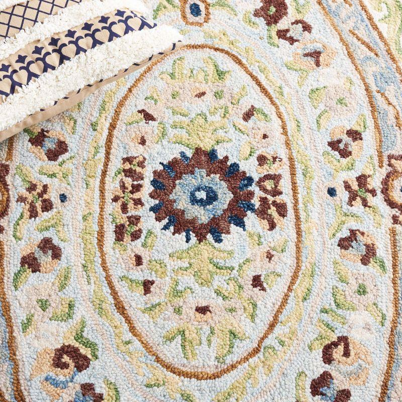 Aubusson AUB202 Handmade Tufted Accent Rug - Ivory/Blue - 3' X 5' - Safavieh