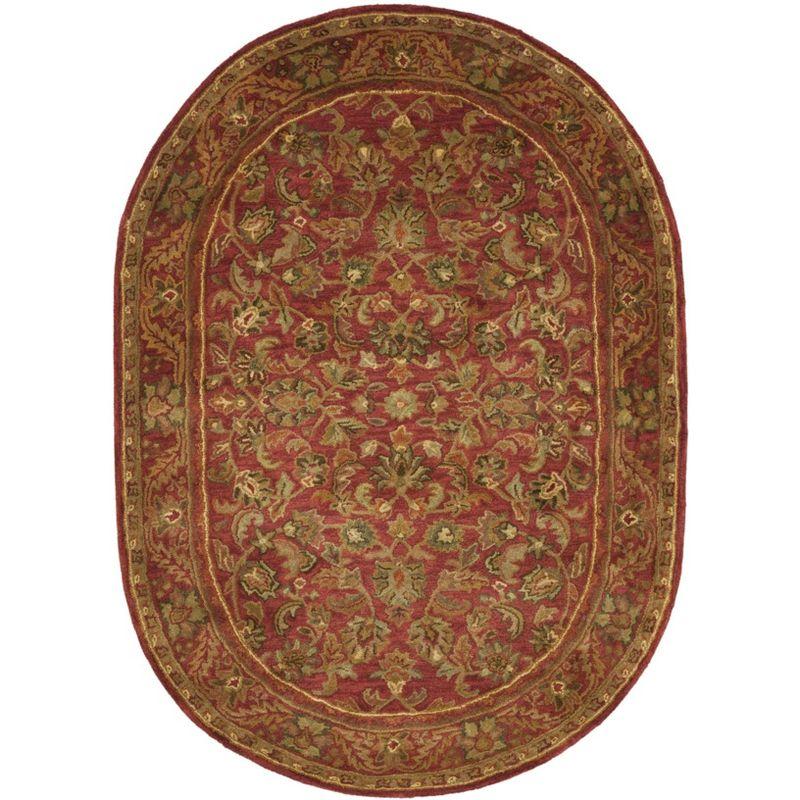 Antiquity AT52 Hand Tufted Indoor Area Rug - Red/Red - 4'6"x6'6" Oval - Safavieh