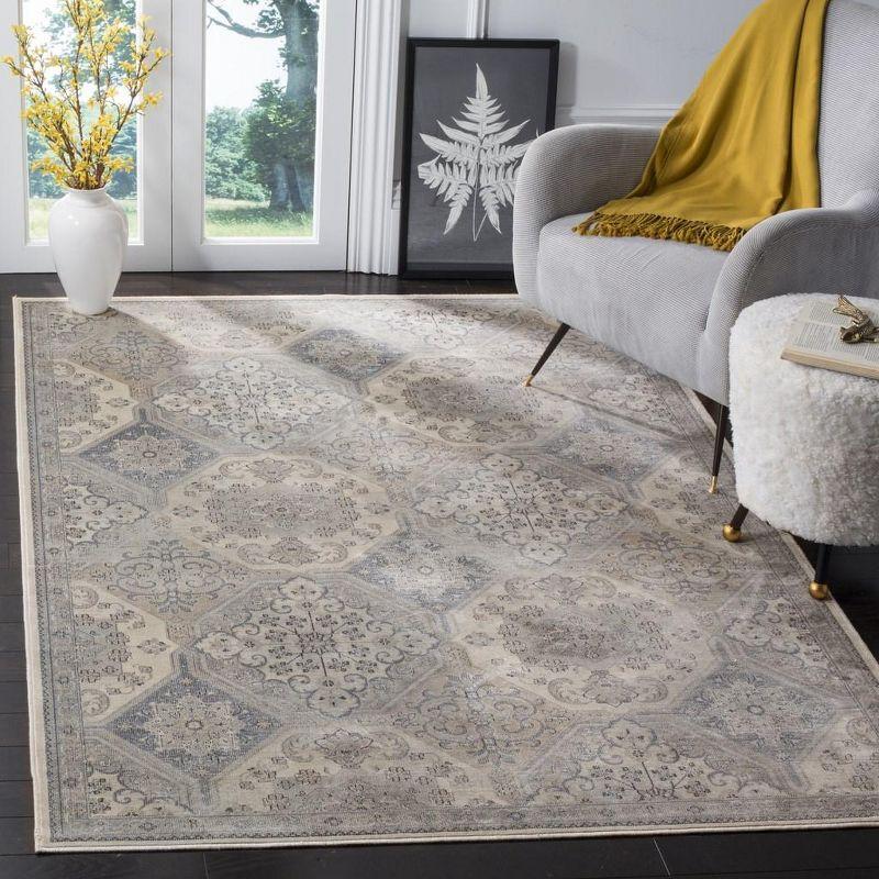 Vintage VTG128 Power Loomed Indoor Skid-Resistant Area Rug - Cream/Blue - 4'x5'7" - Safavieh