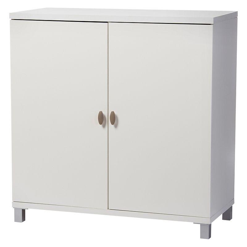 Marcy Modern and Contemporary Wood Entryway Storage Sideboard Cabinet - White - Baxton Studio: Engineered Wood, 5 Shelves, Bag Organizer