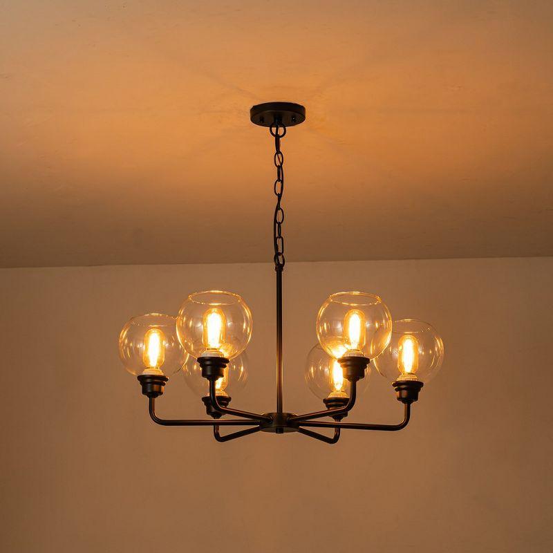 C Cattleya 6-Light Black Chandelier with Clear Glass Globes