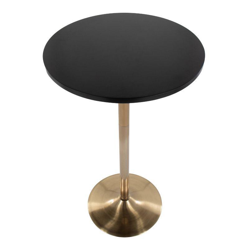 Pebble 24" Bar Height Table Gold/Black - LumiSource: Adjustable, Round, Metal Base, MDF Top