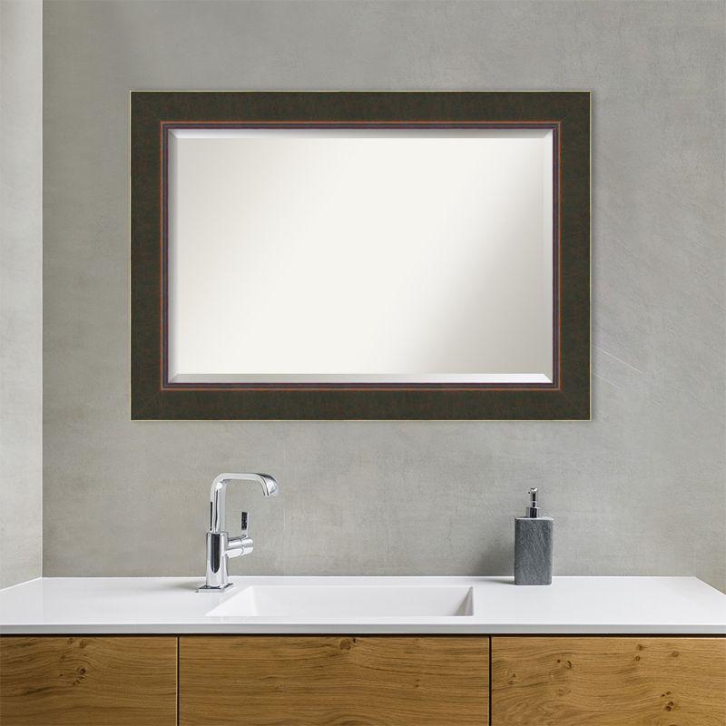 Amanti Art Milano Bronze Beveled Wood Bathroom Wall Mirror