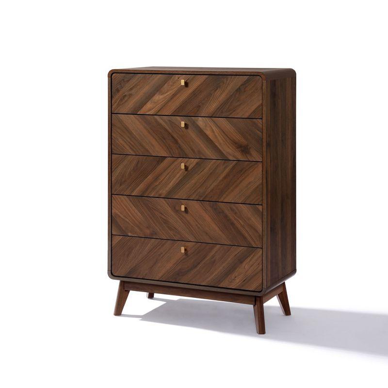 LuxenHome Columbia Engineered Wood 47.5-Inch Tall 5-Drawer Bachelor Chest Brown