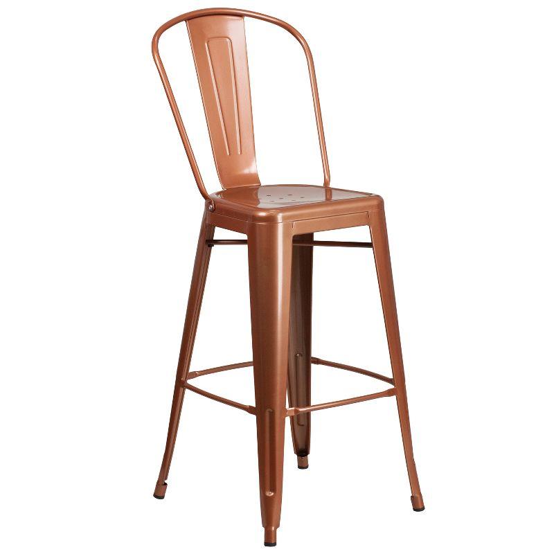 Copper Elegance 30" Metal Indoor-Outdoor Barstool with Ergonomic Back