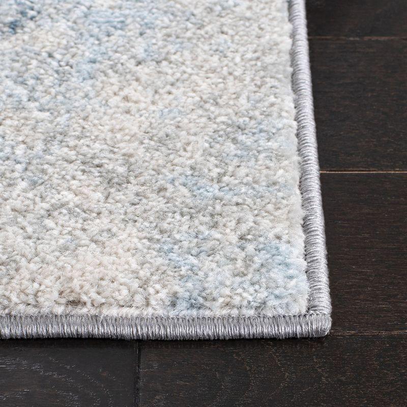 Ivory and Blue Abstract Square Reversible Area Rug