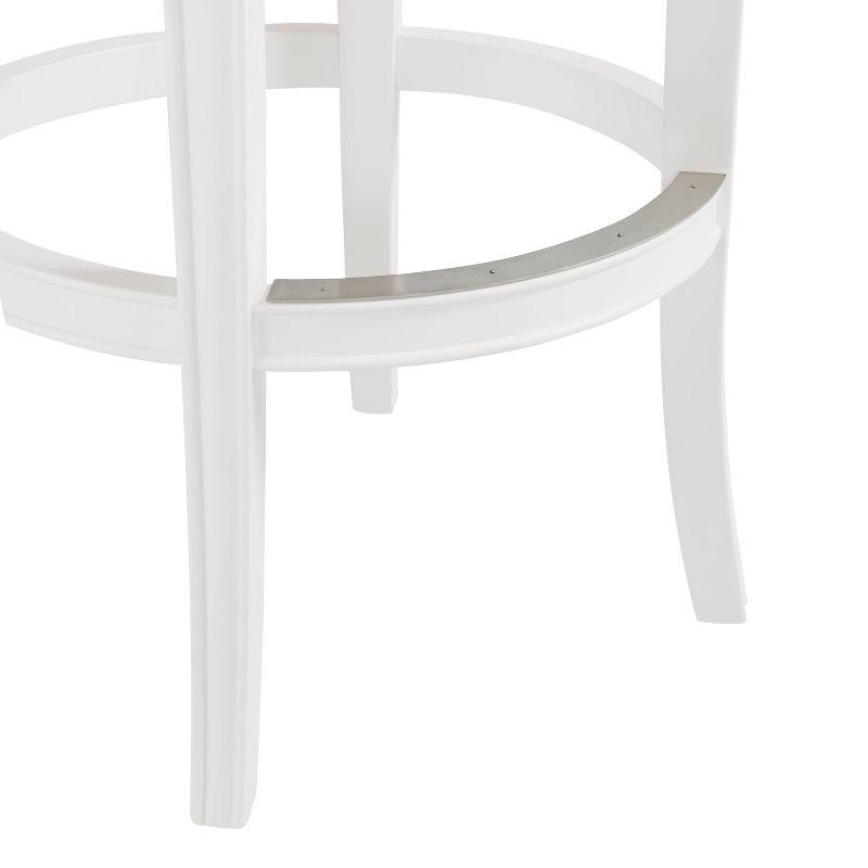 Hanover White and Gray Swivel Bar Height Stool with Faux Leather Seat