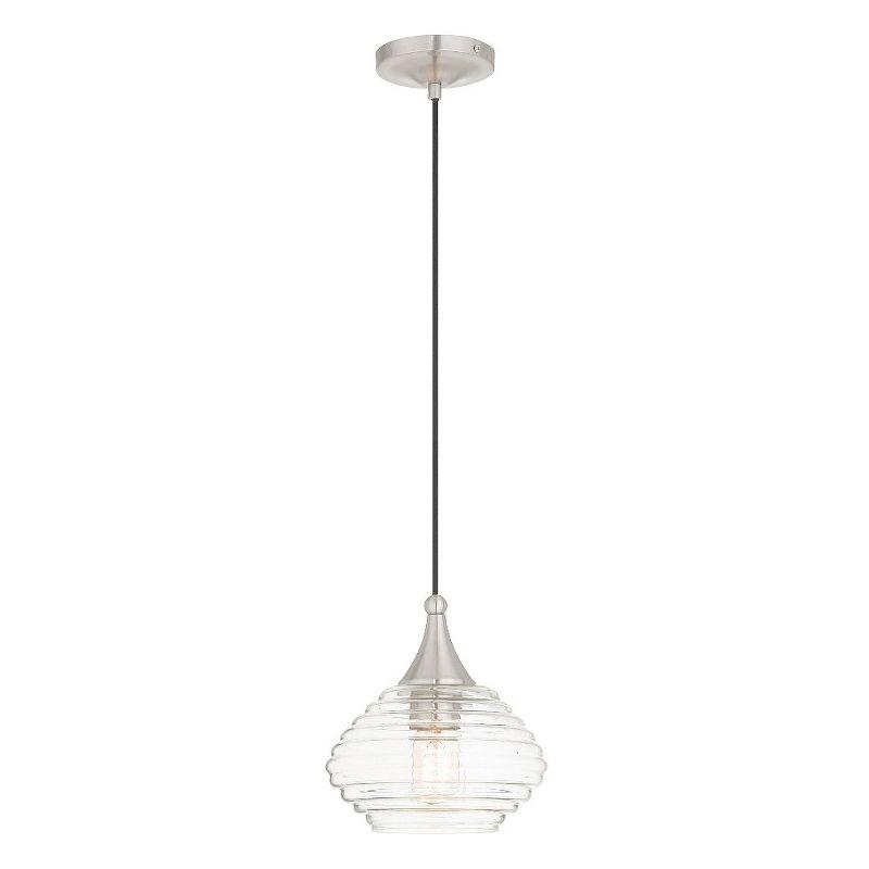 Livex Lighting Art Glass 1 - Light Pendant in  Brushed Nickel
