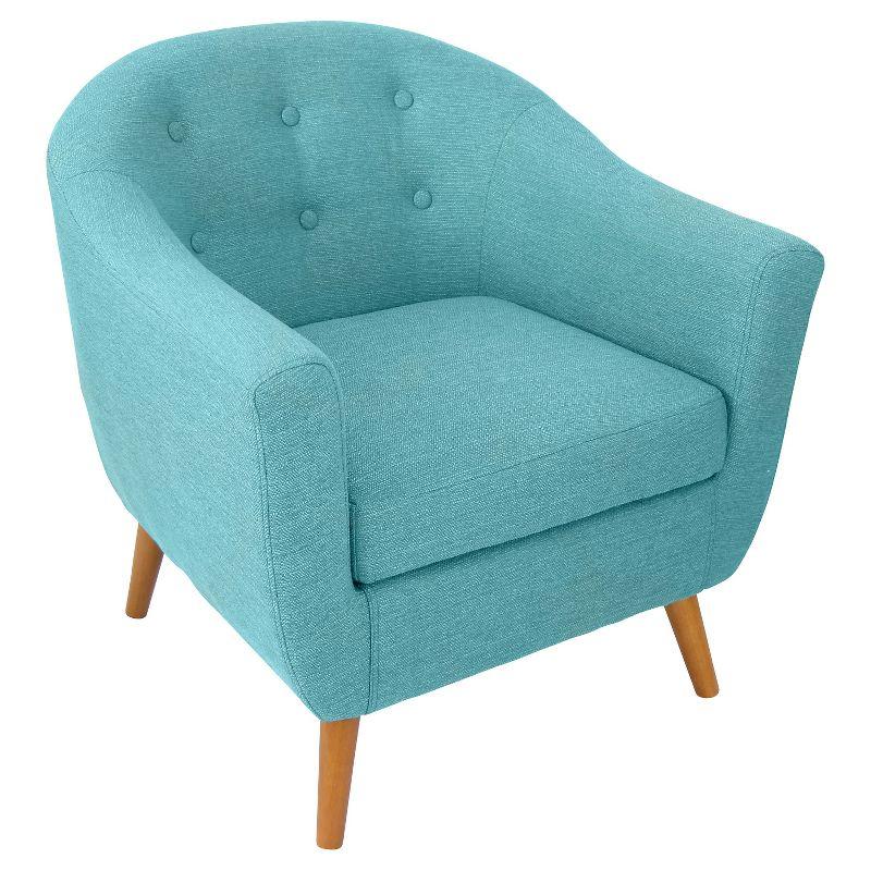 Scandinavian Teal Blue Accent Chair with Button-Tufted Back