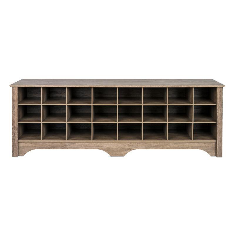 Drifted Gray Laminated Entryway Shoe Storage Cubby Bench