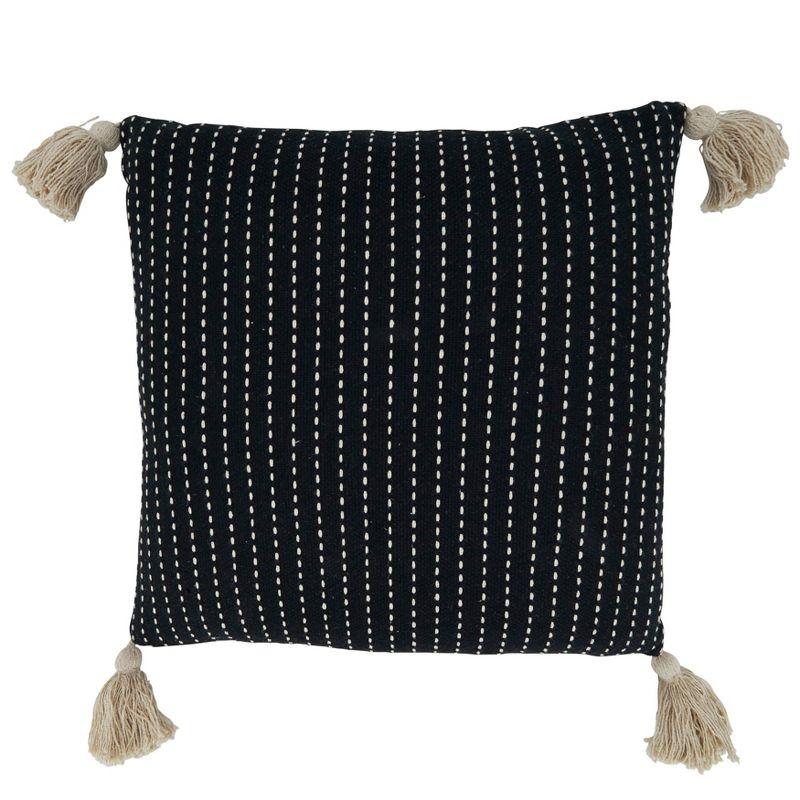 Black and White Cotton Stitched Tassel Euro Pillow Cover