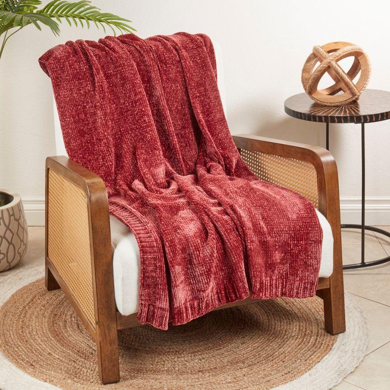 Burgundy Chenille Knit Throw Blanket 50" x 60"